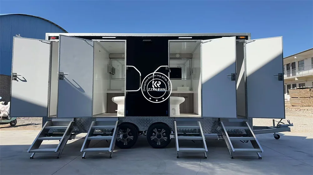Remolque de baño móvil estándar australiano, baño exterior de lujo, remolque de inodoro de Camping prefabricado personalizado