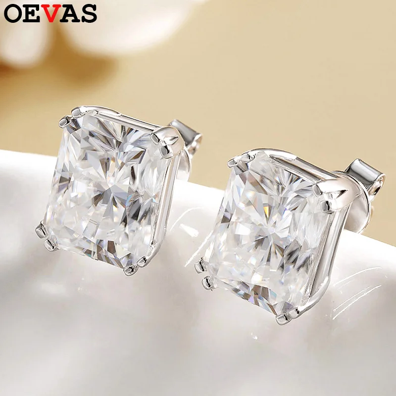 

Серьги-гвоздики OEVAS 8cttw с изумрудной огранкой, цвет D, из настоящего муассанита, для женщин, 100% серебро 925 пробы, подарок, изысканные ювелирные изделия