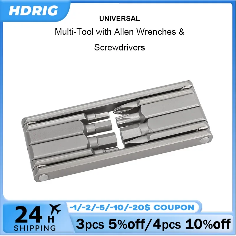 HDRIG Multi-purpose 8 in 1 Allen Wrench Hex Key Set Screwdriver Tool Kit Foldable Portable For Photographic Accessories Assembly