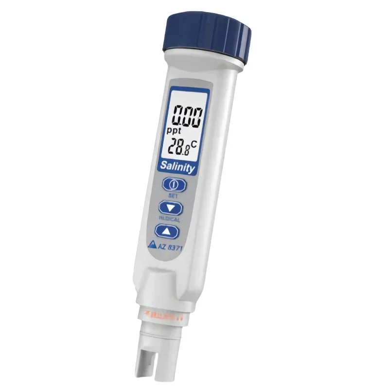 20262026 AZ8371 Portable Digital Salinity Pen Meter Plastic Salinometer Temperature Display for Agricultural Catering Laboratory