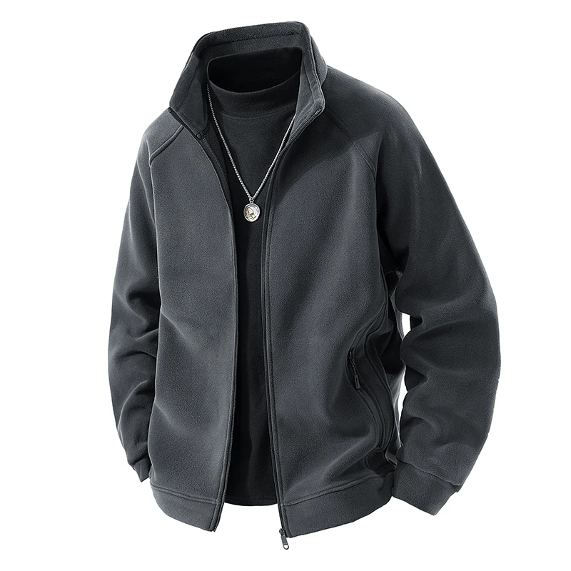 

Casual Fce Lined Stand Collar Men's Jaet Warm Versatile Daily Wear Outdoor Polyester Long Sve Zipper Closure Coat