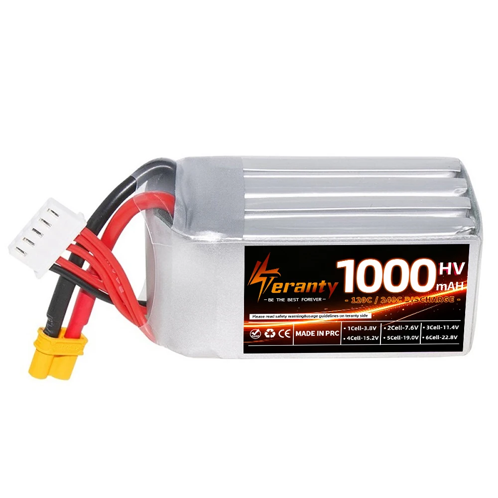 2PCS Teranty 15.2V 4S HV 1000mAh 120C RC Lipo Battery XT60 T Connector for Tinywhoop FPV Racing Drone 3/4 Inch Cinewhoop Quad