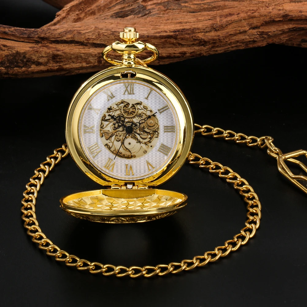 Carved Star Signs Vintage Charm Quartz Pocket Watch Men Women's Necklace Pendant Pocket Clock Roman Numerals Display Half Hunter