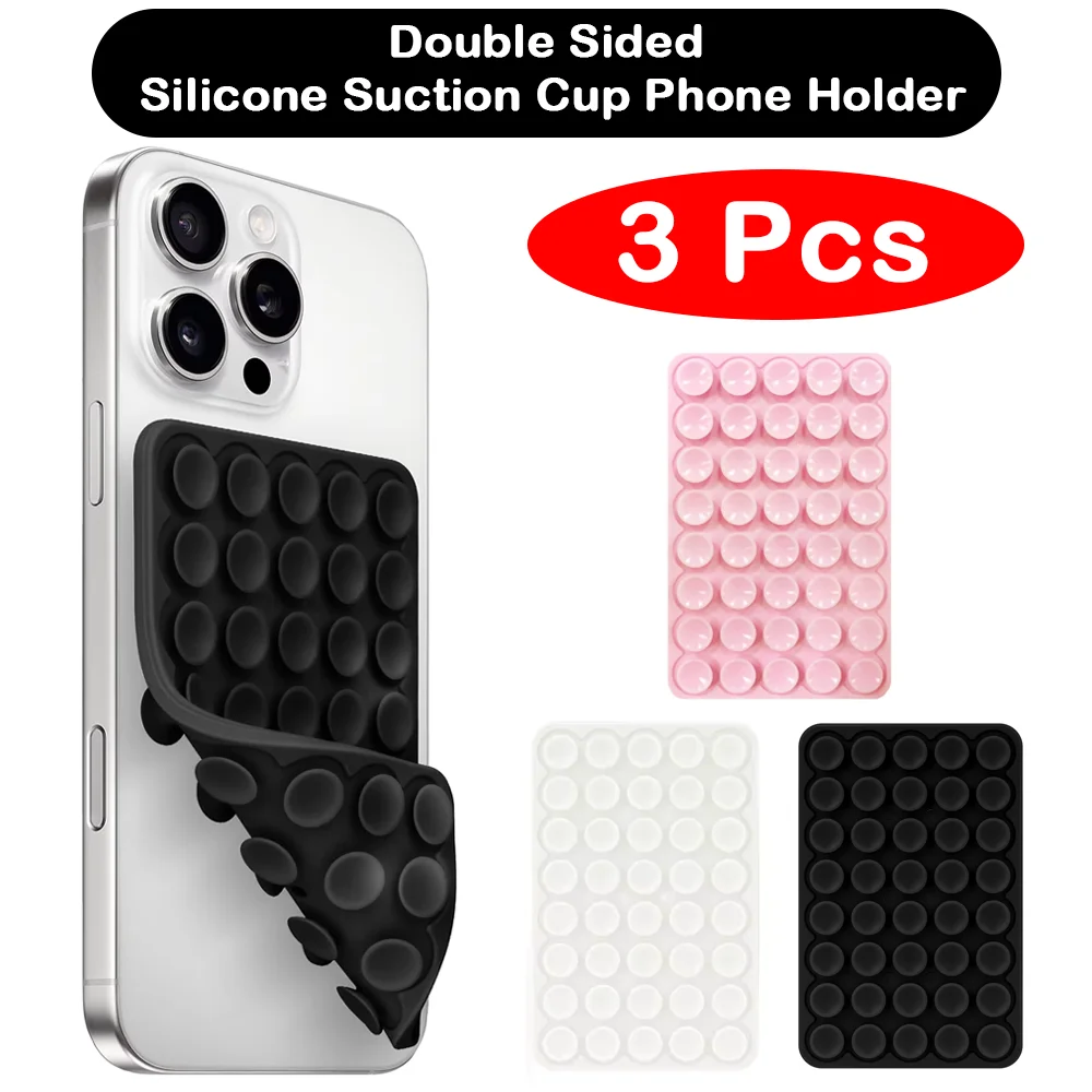 

3 шт. силиконовых держателей для телефона на присосках, двусторонние, с сильным захватом, для селфи и видео, для iPhone и Android