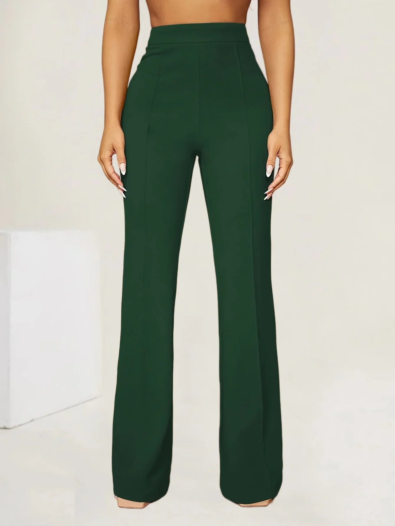 

Plus Size 1XL-5XL Women's Solid Color High Waist Casual Straight Leg Pants Women Fashionable and Elegant Straight Leg Pants
