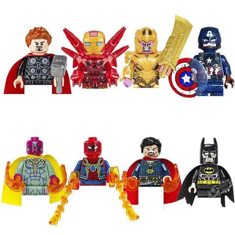 12/8 PCS set of Marvel superhero Iron Man, Spider Man, character building blocks, small particle children's assembly toys gift