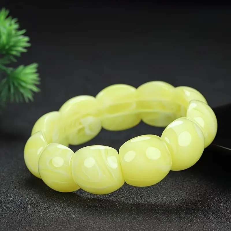 The Second-generation Amber Beeswax Bracelet Is Warm and Shiny, Round Beads Are Simple and Versatile, and Daily