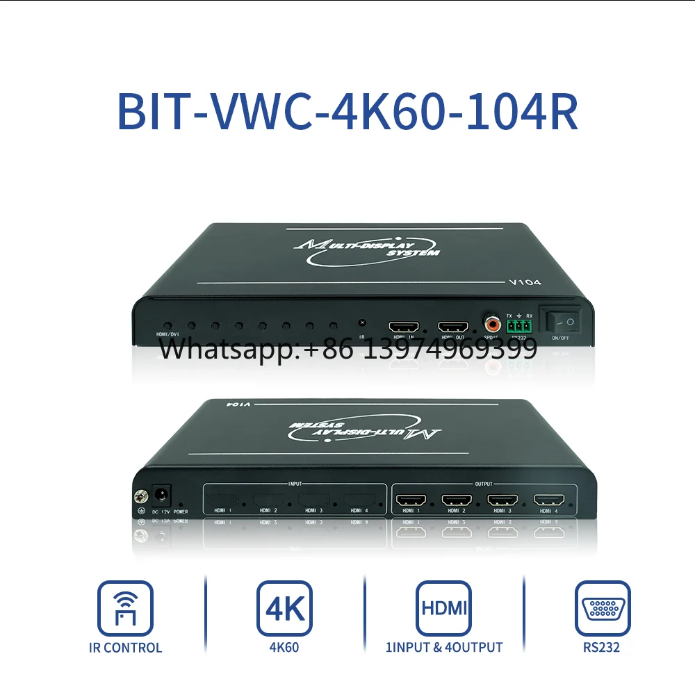 Rotarysplice,high-definition Processing,1 in 4 Out HDMI, Plug Disdplay, LED Display Project,4K Audio Video Processor,Conference