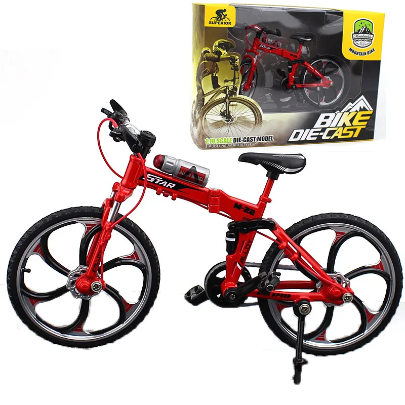 

1:10 Mini Folded Cycling Toy Alloy Bicycle Model Sliding Assembled Metal Racing Mountain Bike Ornaments Toys Gifts