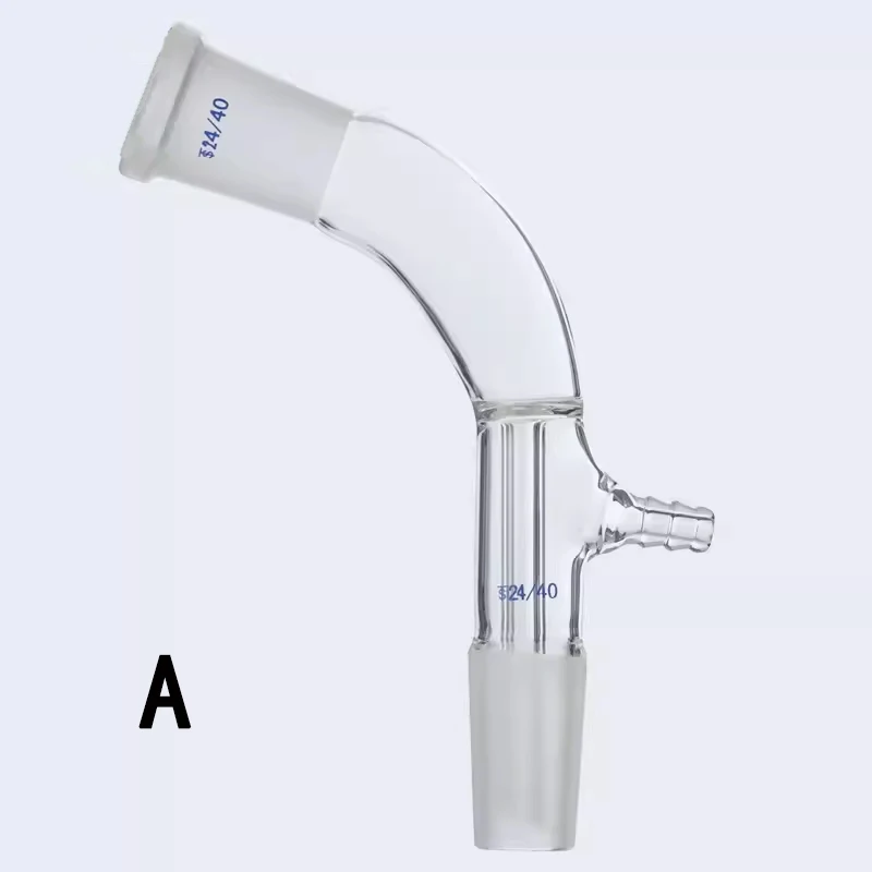 Tubo receptor de vacío de boca de vidrio, 105 grados, estándar, 19/24/29, recto, curvado, laboratorio, destilación