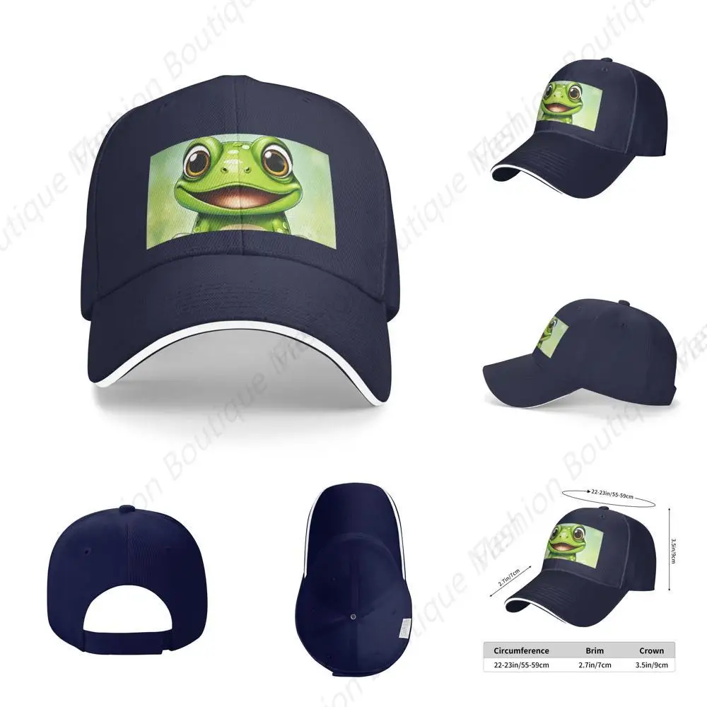 

Hot-Selling Green Frog Printing Hat Sandwich Caps Peaked Caps Trucker Hat Men Women Outdoor Sport Travel Sun Visor