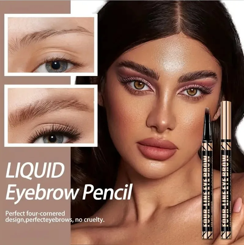 4 포크 리퀴드 마이크로블레이딩 아이브로우 펜슬 방수 빠른 건조 아이브로우 펜슬 자연스러운 롱래스팅 아이브로우 메이크업 3가지 색상