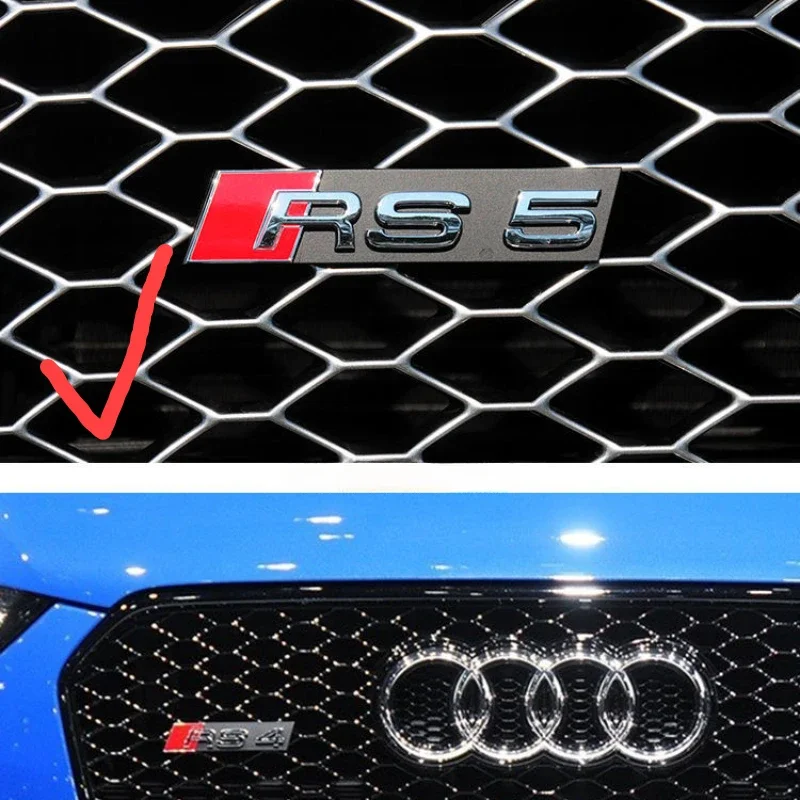 1pc ABS Car Front Grille Badge Logo Exterior Modification Accessories For Audi S4 S3 S5 S6 S7 S8 RSQ3 RSQ4 RSQ5 RSQ6 RSQ7 RSQ8