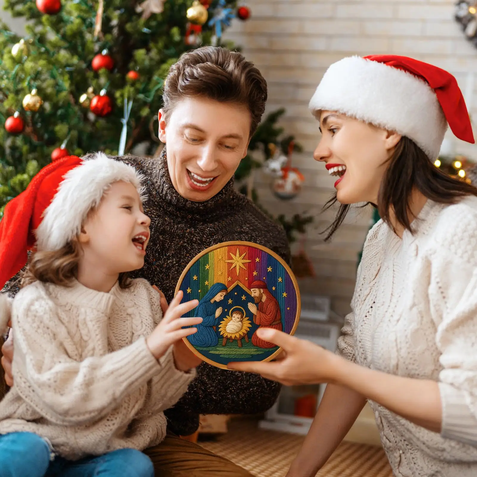 Christian Embroidery Kit Handmade Artwork Craft Nativity Christmas Embroidery Kits For Adults For Stocking Holiday Fall