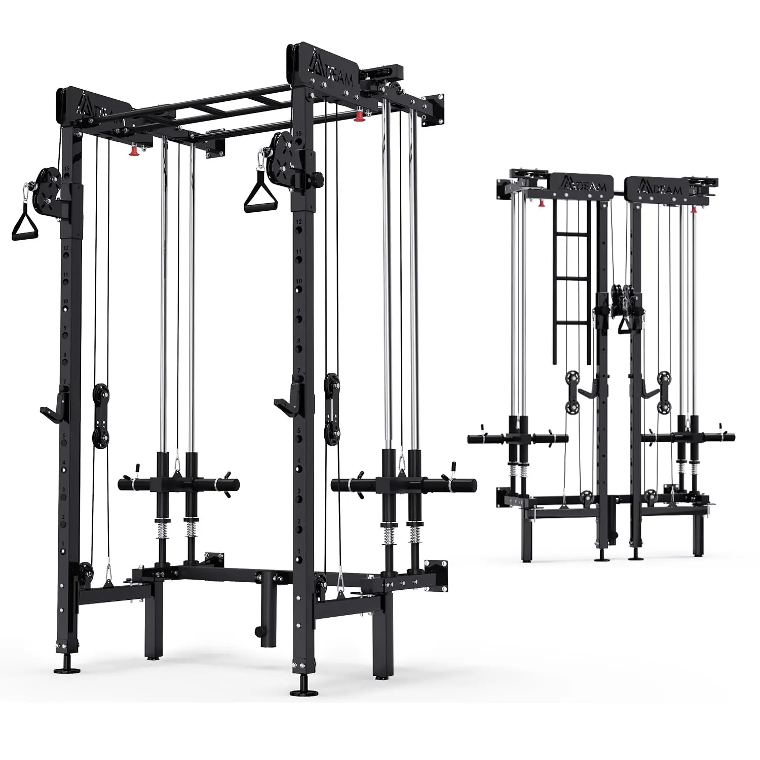 Folding Squat Rack, Wall Mounted Power Rack with Dual Pulley System, Custom
