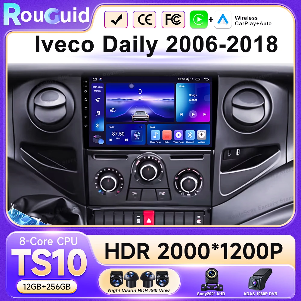 

For Iveco Daily 2006-2018 Car Radio Carplay GPS Navigation Android Auto Android 16 Screen Stereo Display Video No 2din 4G 2K DVD