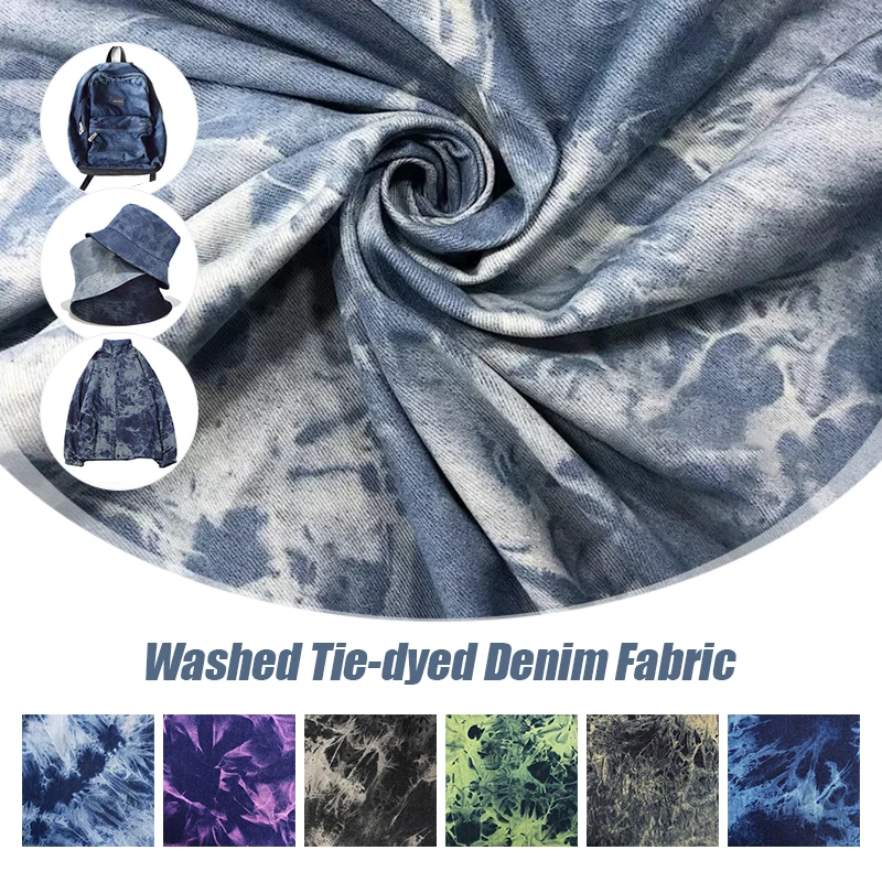 

Tie Dyed Denim Fabric For Washed Pure Cotton Thick Coat Clothing Designer Cloth Diy Sewing Upholstery Material By The Meter