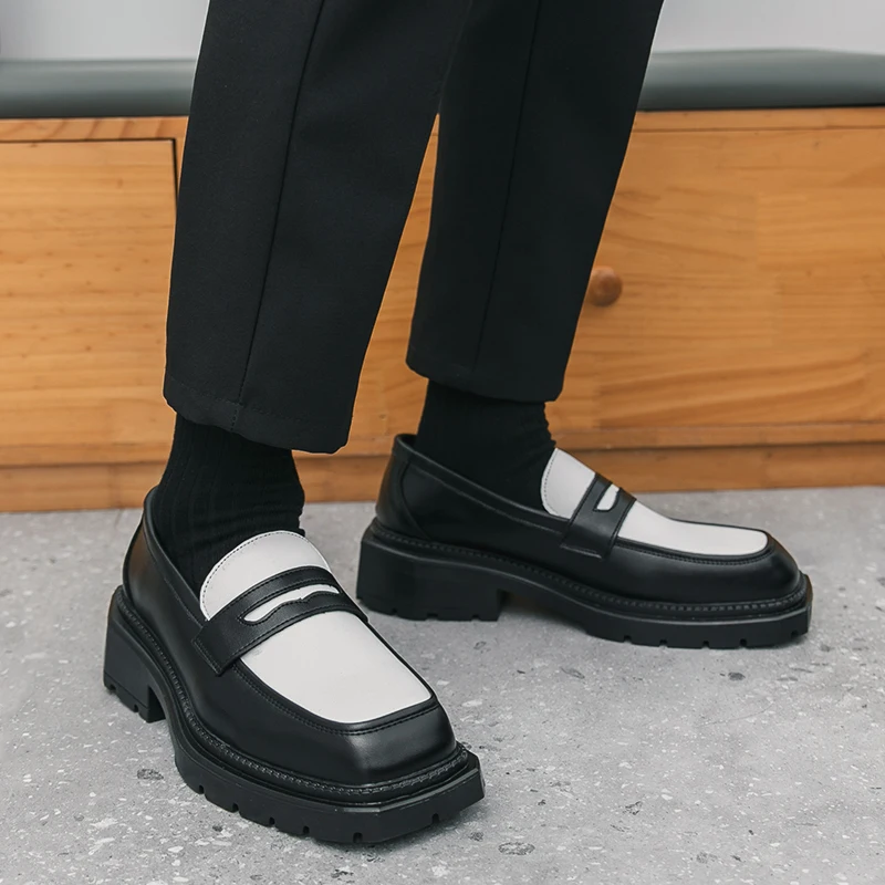 

Men classic loafers men comfortable fashionable Korean thick soled leather shoes elegant British style business shoe size 38-45
