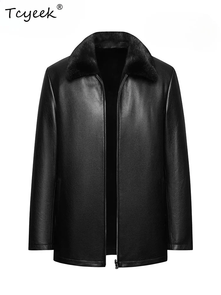 Tcyeek Natural Baojiamei Mink Jacket Men Clothes Top Layer Deerskin Winter Coat Fashion Warm Real Fur Coats Male Reversible 2026