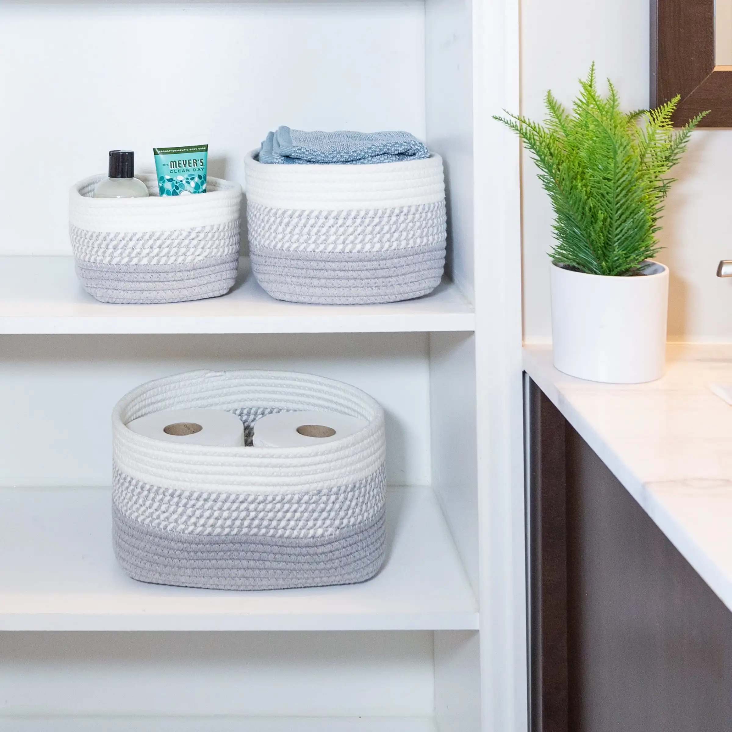 Set di cestini da 3 pezzi per asilo nido, ufficio e aula (grigio)