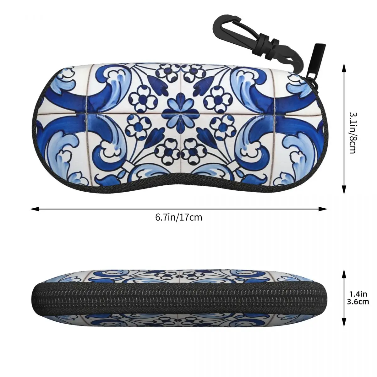 العتيقة الكلاسيكية لشبونة الأزرق Azulejo بلاط الأزهار نمط شل نظارات حالة النظارات الشمسية مربع النساء الرجال لينة النظارات حقيبة الحقيبة