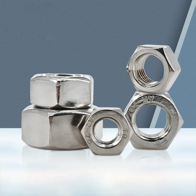 304 Stainless Steel Hex Hexagon Nuts DIN934 M1 M1.2 M1.4 M1.6 M2 M2.5 M3 M3.5 M4 M5 M6 M8 M10 M12 M16 M20 M24 Hardware Fasteners