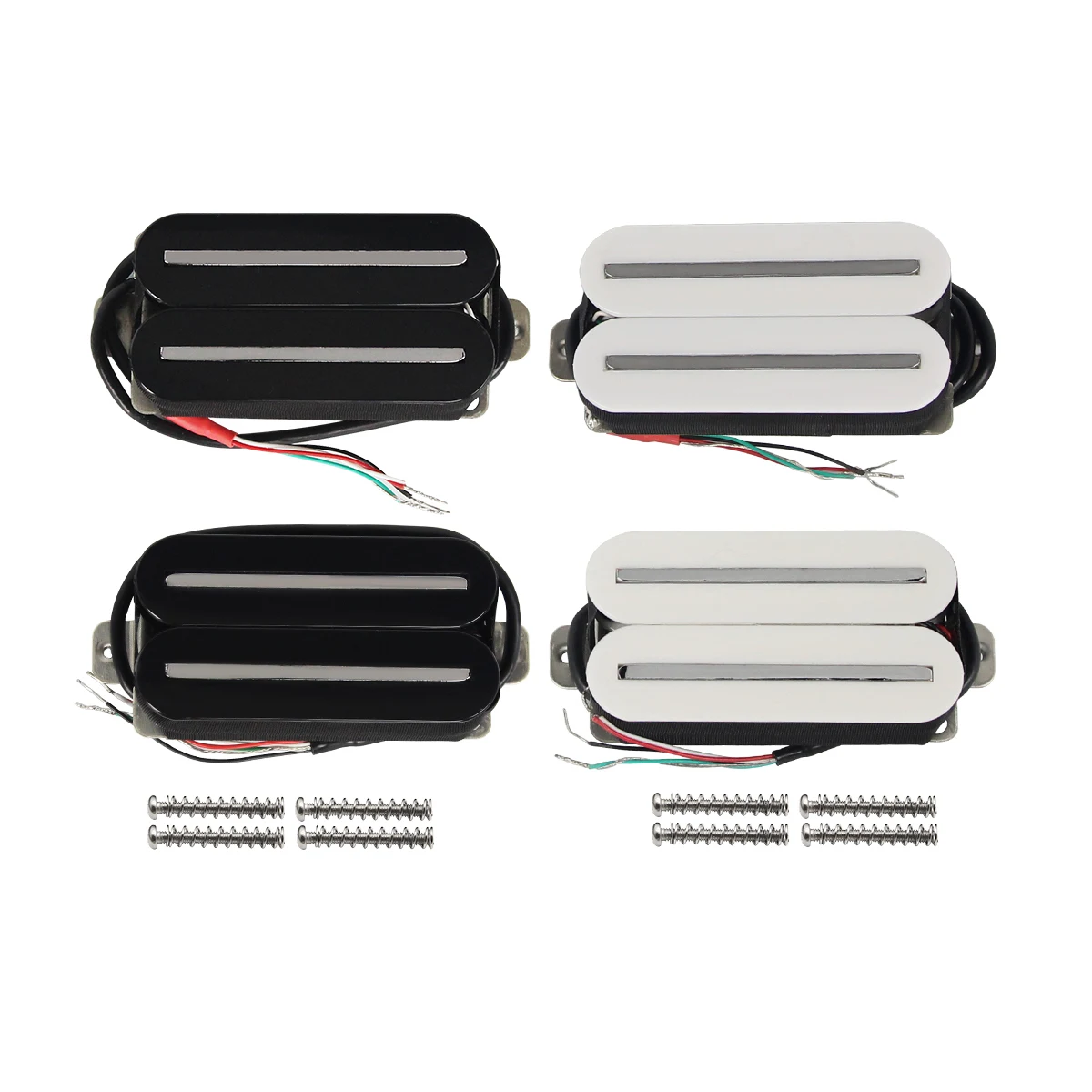 FLEOR Set of Neck Bridge Pickups High Output Hot Dual Rail Humbucker Pickup Ceramic,Black/White for Choose