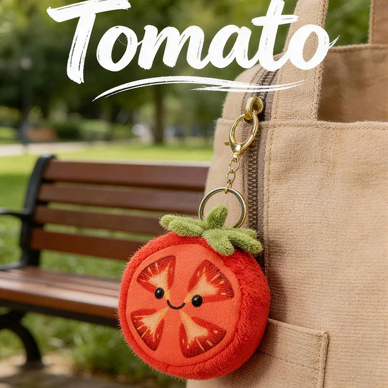 10cm kawaii dos desenhos animados simulação anime tomate cheio de brinquedo de pelúcia pingente adorável fruta tomate artesanal boneca presente