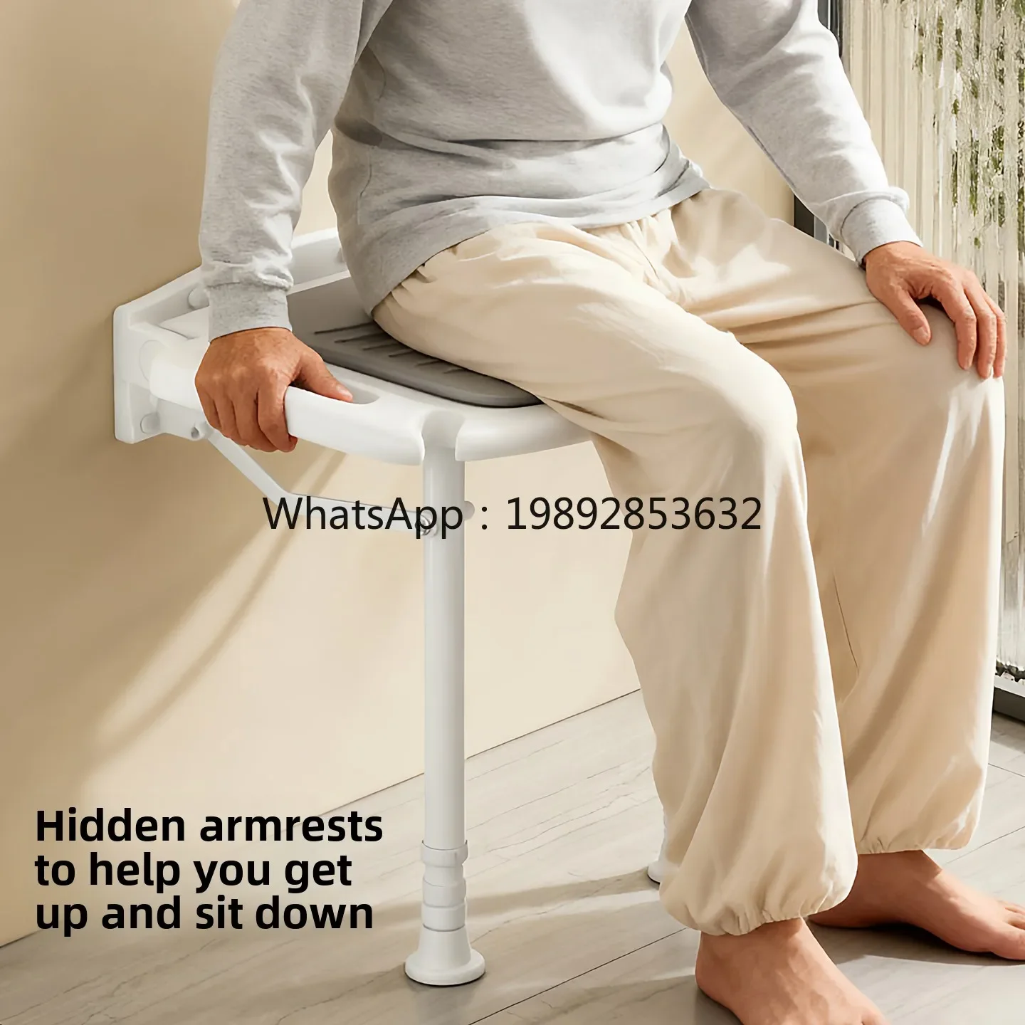A2-10  Barrier-Free Set Bathroom Toilet Handrail Elderly Safety Handrail Aging-Resistant Bathroom Modification Folding Stool