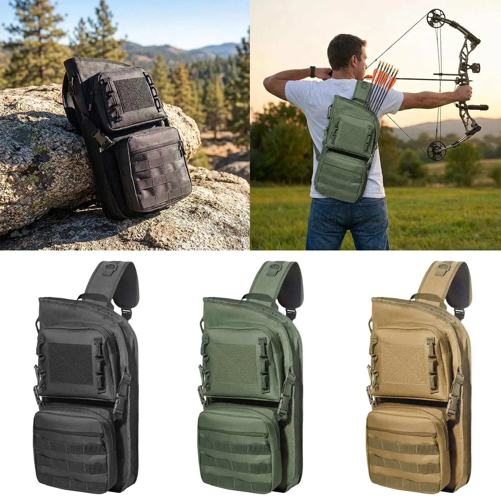 Wear Resistant Arrow Pouch Holder Lightweight Adjustable Back Bag Arrow Storage for Backpack Archery Practice