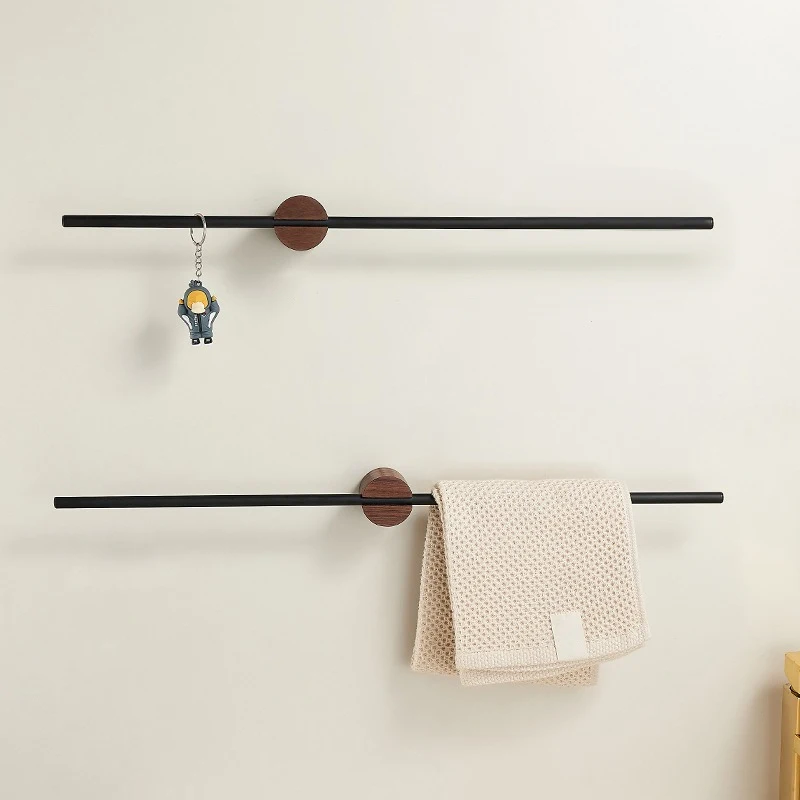 

1pc Adjustable Towel Holder Natural Wood Wall-Mounted Bracket for Bathroom Decoration Towel Hangers Towel Racks