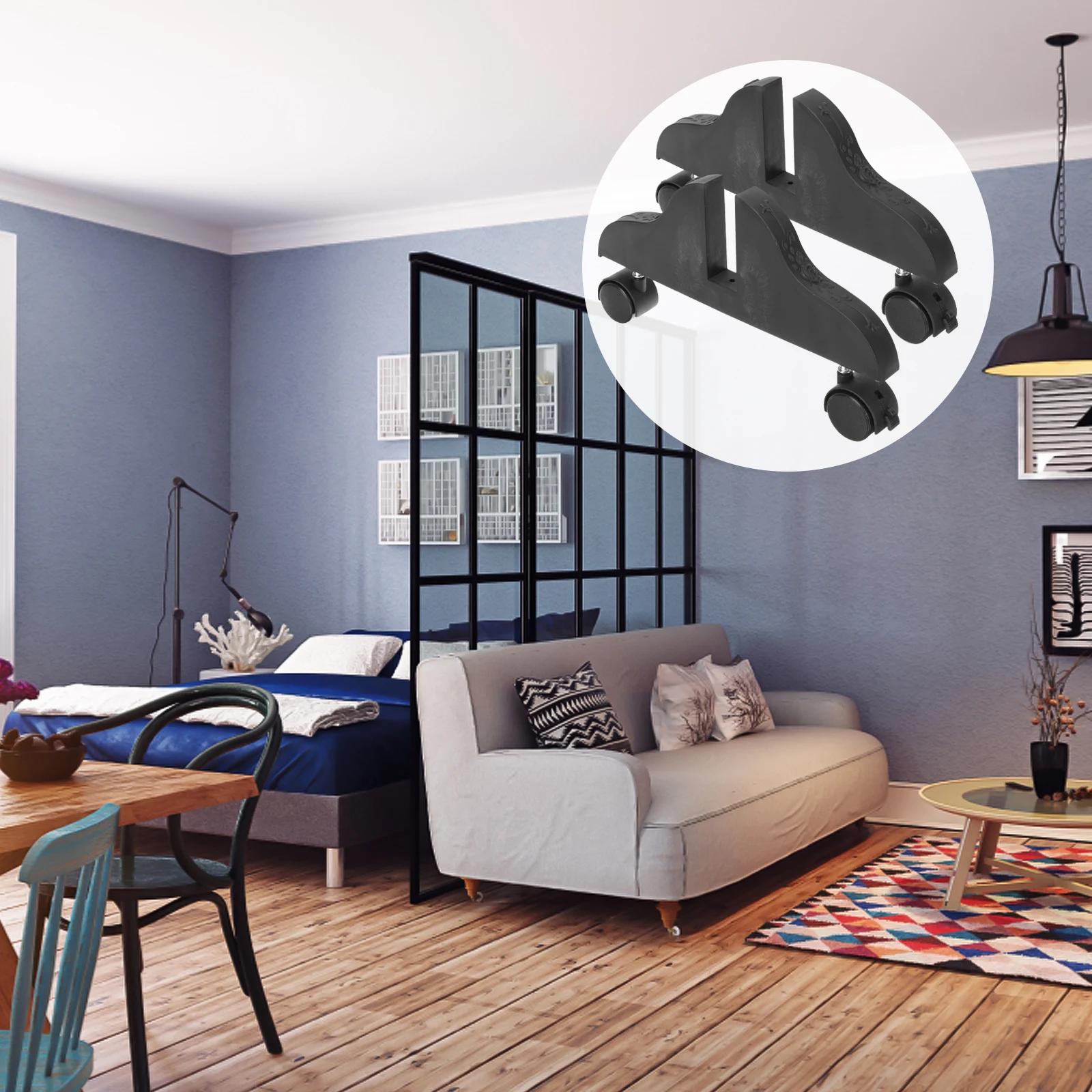 

2Pcs Mobile Door Base Thickened Divider Stand Plastic Screen Feet Room Divider Clamp Office Partition Support Bracket