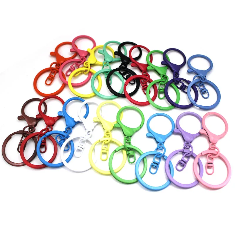 10Pcs/Lot 30mm Metal Keychain Split Rings Keyfob Key rings Lobster Clasp For Keychain Pendants DIY Jewelry Making Accessories