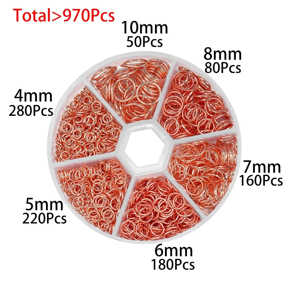 

970PCS Mixed Open Split Jump Ring Connector DIY Accessories 970PCS Set Open Jump Rings Making Supplies Craft Connectors