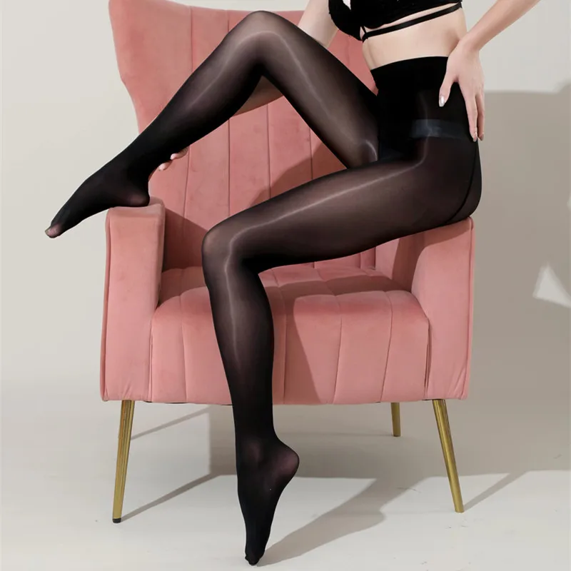 Plus Large Size 175kg Horse Oil Stockings 8D Black Silk Smooth Oil-shiny Tights Anti-hook High-end Pantyhose Women Bodystockings