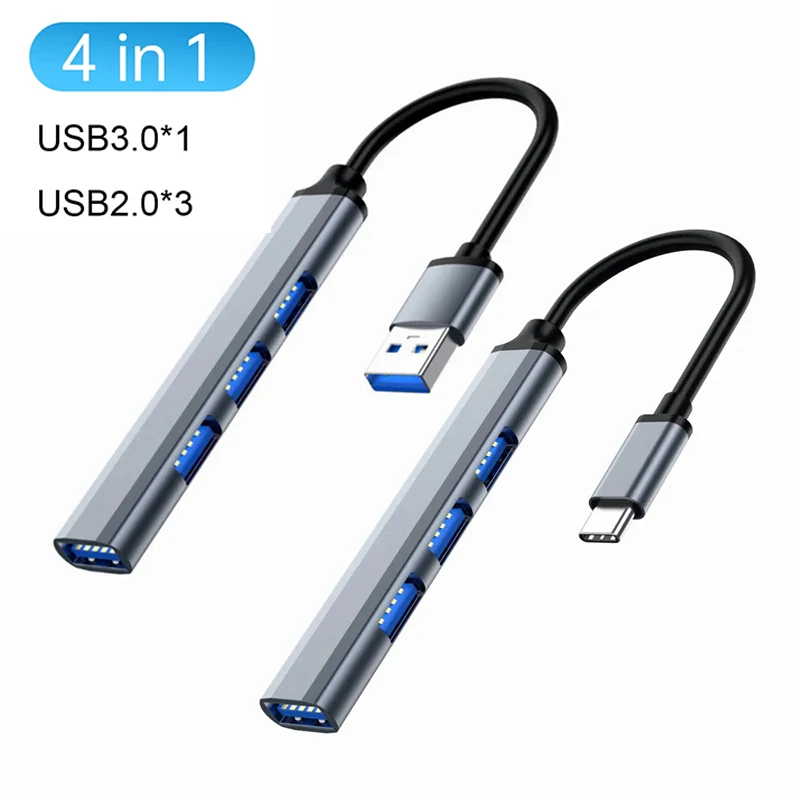 

USB-концентратор типа C, порт 2,0/3,0, USB-разветвитель, разветвитель из алюминиевого сплава, один сопротивление, четыре концентратора, расширитель, док-станция с несколькими интерфейсами