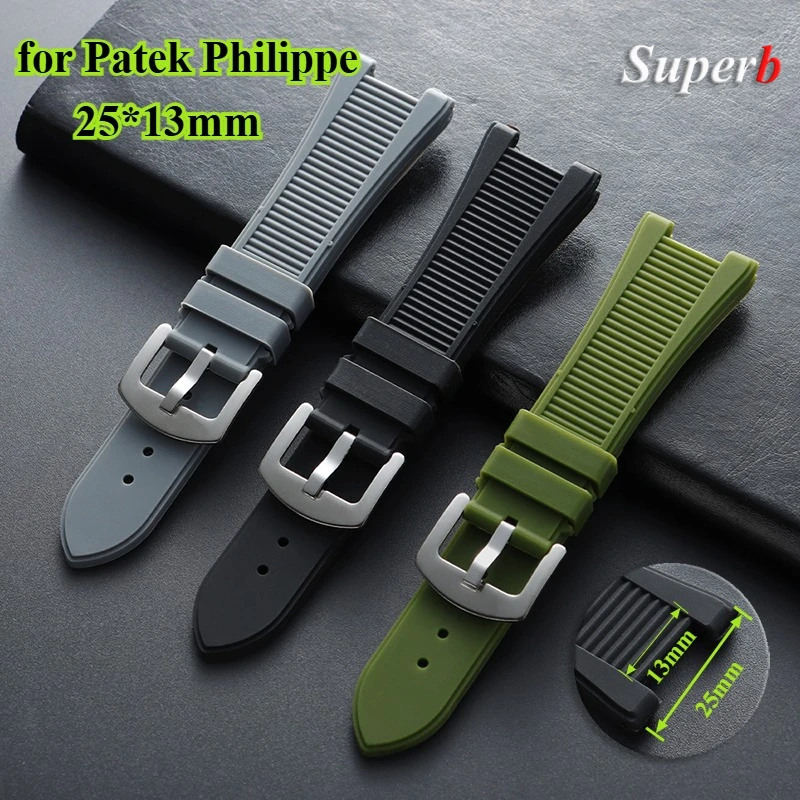 25*13mm Waterproof Silicone Strap for Patek Philippe Nautilus 55711 5712 5726 5980 Soft Rubber Watch Band Accessories