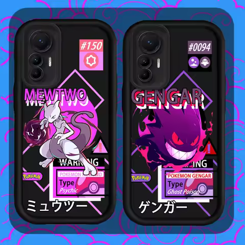 P-Pokemon Gengar Mewtwo Case For Xiaomi Poco X7 X6 X5 X3 NFC F7 F6 F5 F3 M7 M6 Pro 4G 5G Mi 12 11 Lite NE 5G 13T 12T 11T 14T Pro