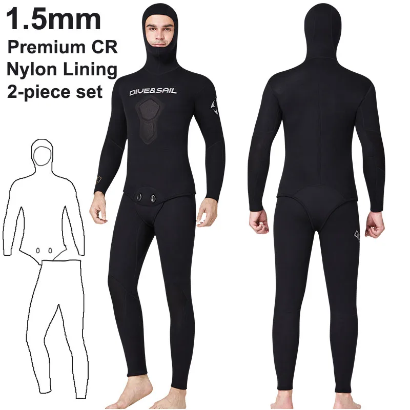 Neoprene 1.5mm or 3mm Super Stretch Solid Black/Camouflage Fullsuit, Mens Freediving Snorkeling Swimming Spearfishing Wetsuit