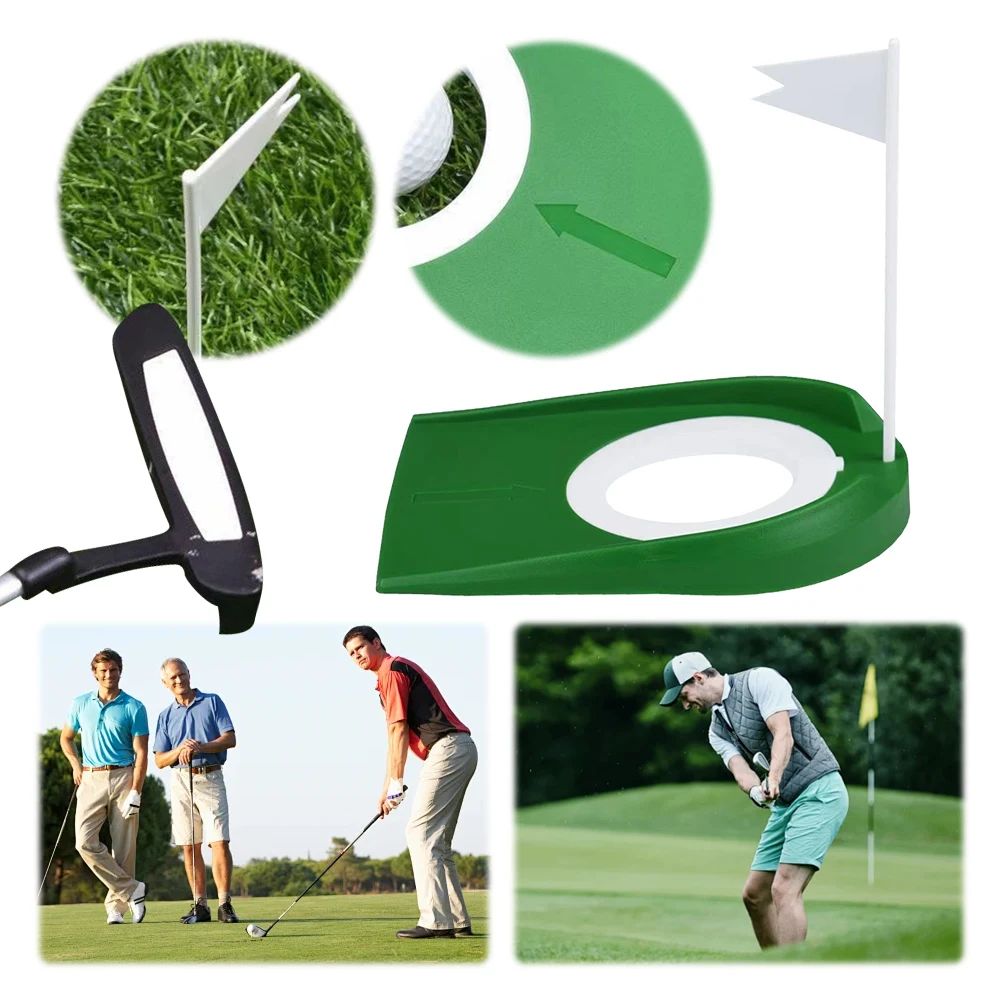 Golf Putting Cup Golf Cup Tray with Flag Golf Putting Disc Golfs Practice Hole Cups Auxiliary Tool for Indoor Outdoor