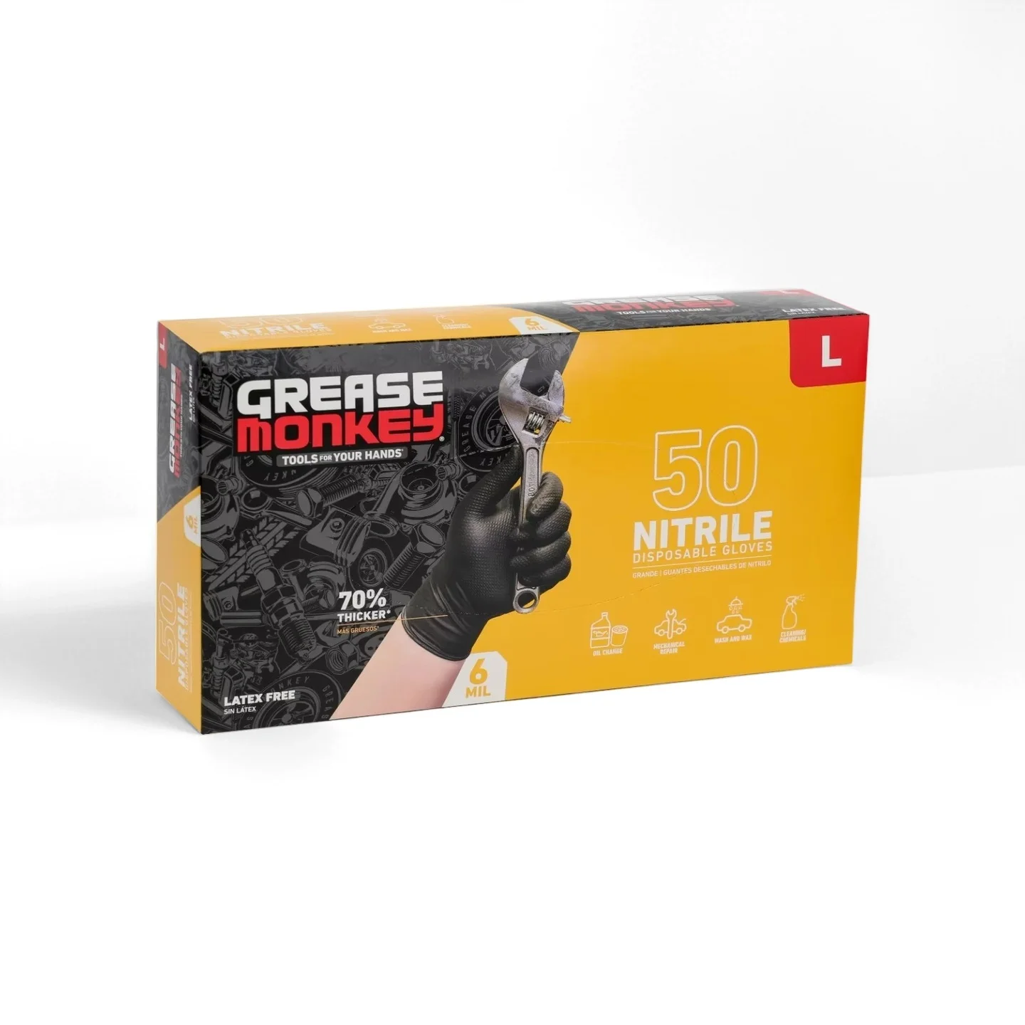 

3 Pack Nitrile Disposable Gloves Black Large 50 Count Each, Latex-Free Touchscreen Compatible for Mechanics and Cleaning
