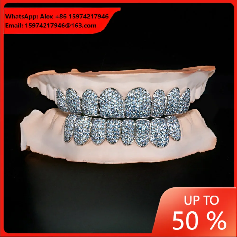 Blue Honeycomb Inlaid Braces European And American Cross-border Hot-selling Grill GRILLZ Hip-hop Braces