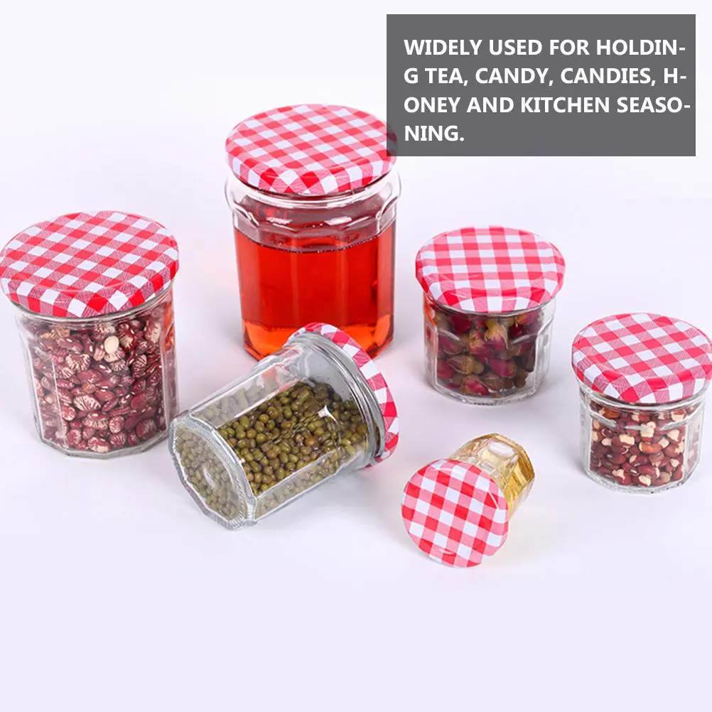 6Pcs High Clarity Glass Sealed Jars for Honey Storage Tea Grains Cereal Rice Beans Nuts Dry Food Jam Food Storage