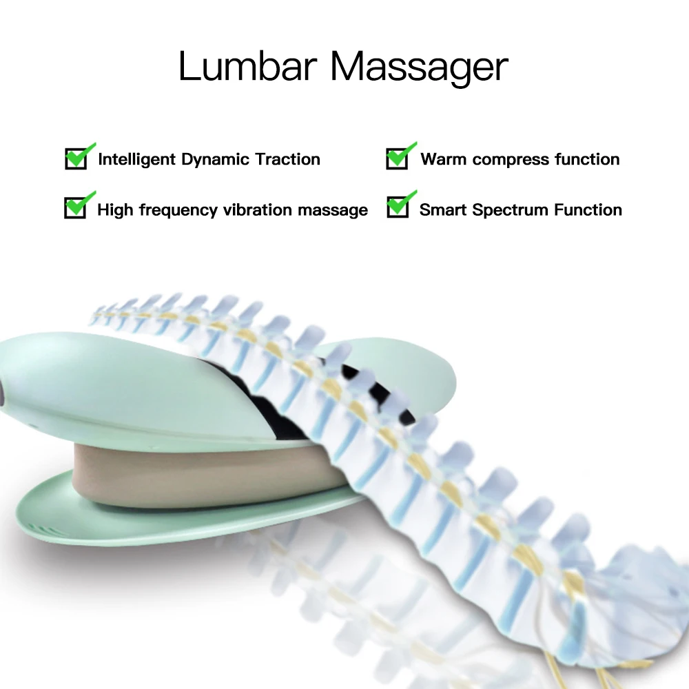 Electric Lumbar Traction Massager Adjustable Vibration Waist Massager Waist Spine Support Back Massage for Home Travel Gift