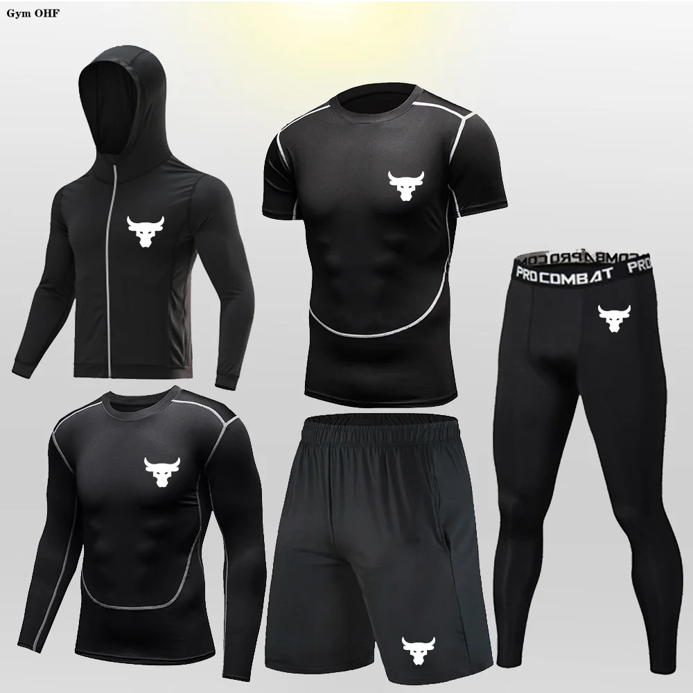 MMA Rashguard Men Sportswear Compression Sport Suits Quick Dry Clothes Jogger Training Gym Fitness Tracksuits Tights Running Set