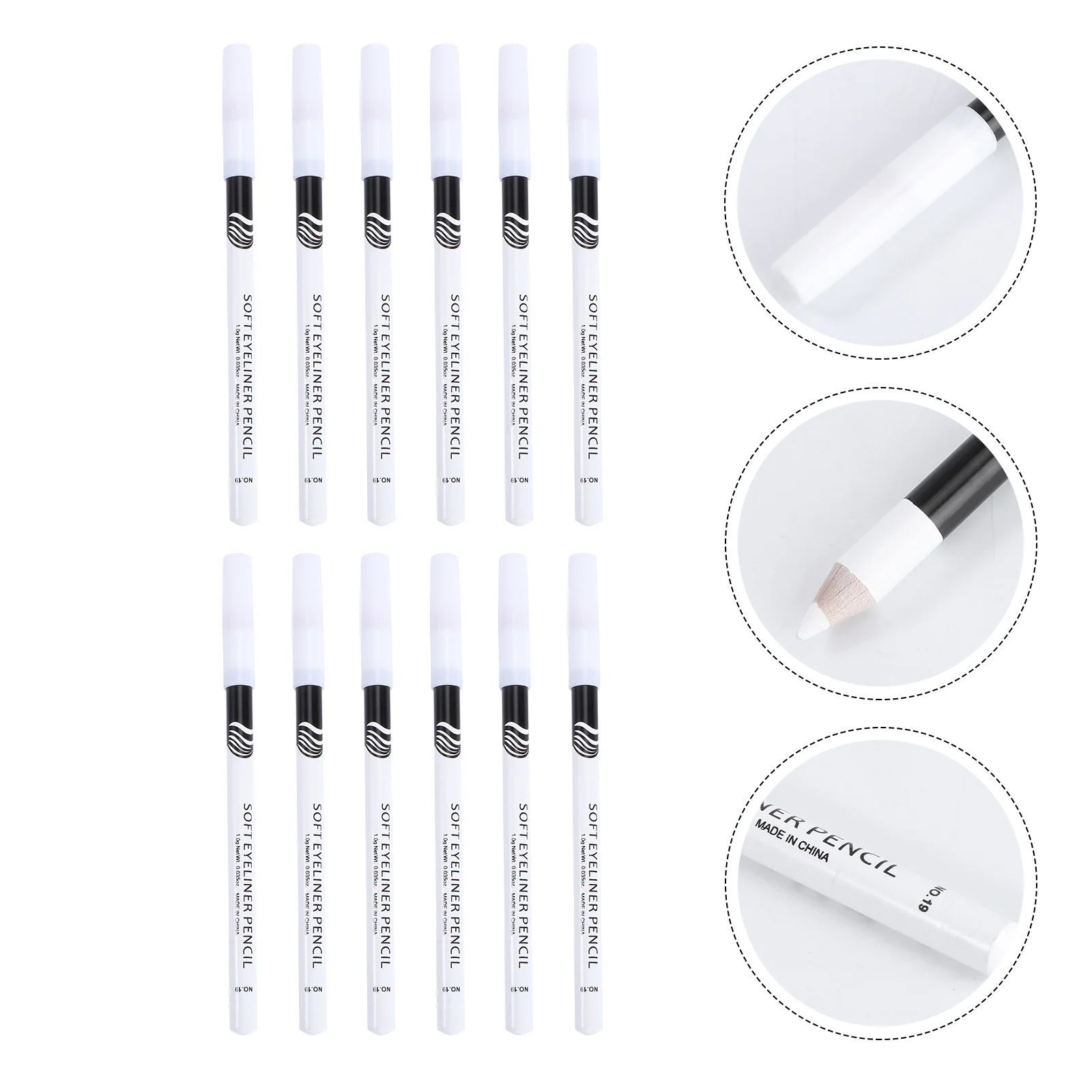 

12 Pcs White Eyeliner Makeup Pen Fine Tip lasting Waterproof Versatile Eyeshadow Liner Highlighter for Daily