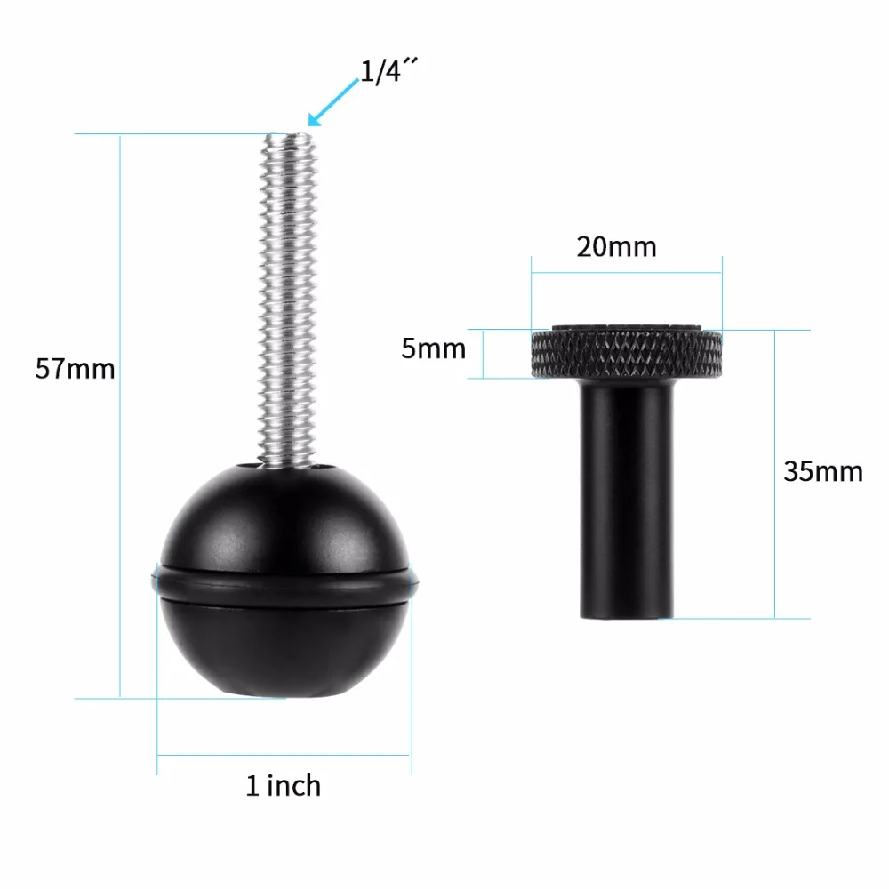 Aluminiumlegierung Tauchen Licht Taschenlampe Dual Kugelgelenk Arm und 2 Schmetterling Clip Klemmhalterung für Unterwasserfotografie Kamera – Detail 3