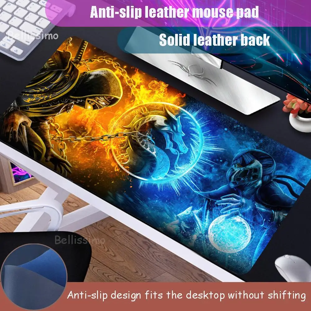 M_mortal K_kombat Large Gaming Pu Leather Mouse Pad Gamer Laptop Mouse Mat Computer Mousepad  Office Carpet Keyboard Desk Pad