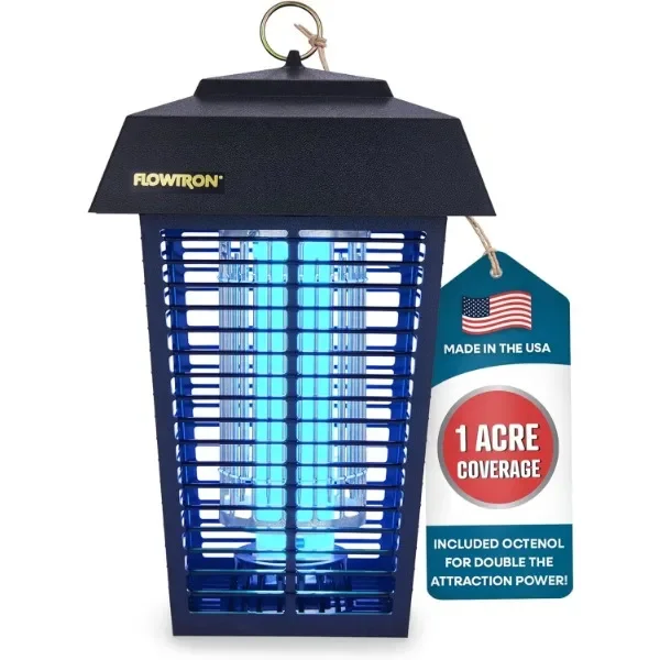 Flowtron-Bug Elétrico Zapper, 1 Acre Controle de Insetos Exterior com Método Dual Lure, 40W Luz UV e Octenol Attractant