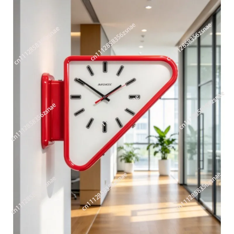 Living Room Minimalism Clocks Two-sided Wall Clocks Triangle Modern Clock Mechanism Silent Design Clock Watch for Decoration